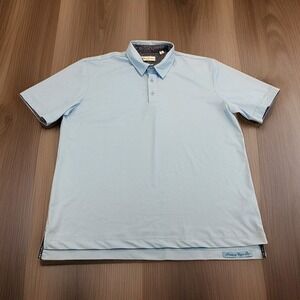 Robert Graham light blue Ferris knit polo shirt mens Large‎